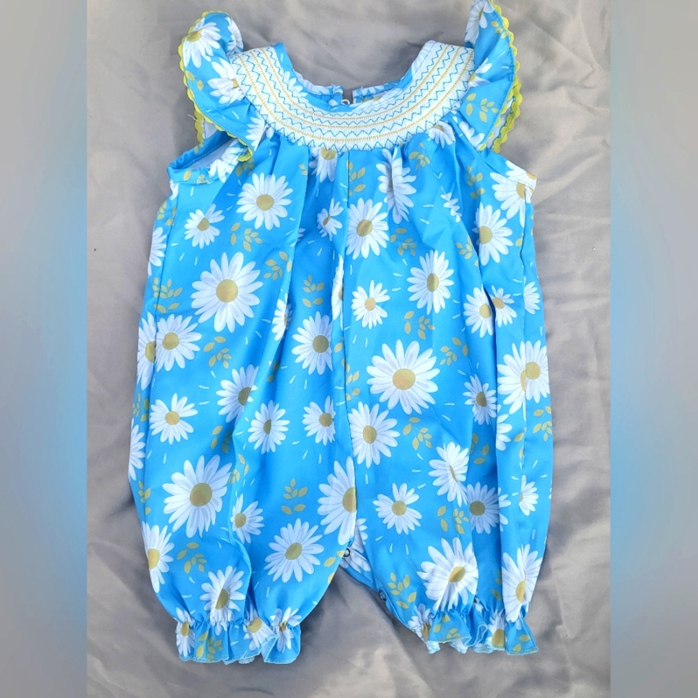Baby Girl Blue Daisy Bubble Romper Size 18-24 Month